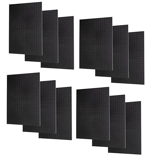 WallPeg Pegboard Panels Garage Organization - 12 ea (24"x16") Black Peg Board Panel Set - (PB-1-B) Tool Organizer, Crafts, Shop, Home, Office, Wall Storage Kit