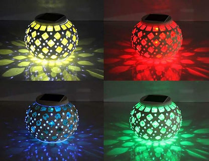 Waterproof Color Changing Table Lamp, Solar Powered Mosaic Glass Ball LED Garden Lawn Night Light Lamps, Party Lights for Home,Yard, Indoor,Outdoor Decoration Lights (Yellow Square)