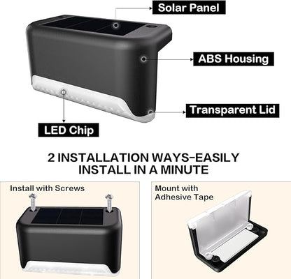 BKBB PPBB Solar Deck Lights Outdoor, 12 Pcs Solar Step Lights, Waterproof LED Solar Lights for Outdoor Stairs, Step, Fence, Yard, Patio, Railing, Garden and Pathway