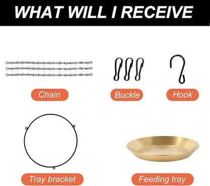 HRAYLTOP Hanging Bird Bath Bird Feeder Bowl with 16.3 inch Iron Hanging Chain Detachable Outdoor Decor for Garden Backyard Patio and Deck - Perfect for Attracting Birds