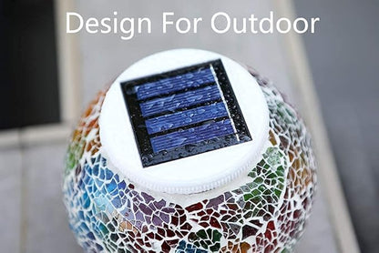 Waterproof Color Changing Table Lamp, Solar Powered Mosaic Glass Ball LED Garden Lawn Night Light Lamps, Party Lights for Home,Yard, Indoor,Outdoor Decoration Lights (Tricolor Plating)