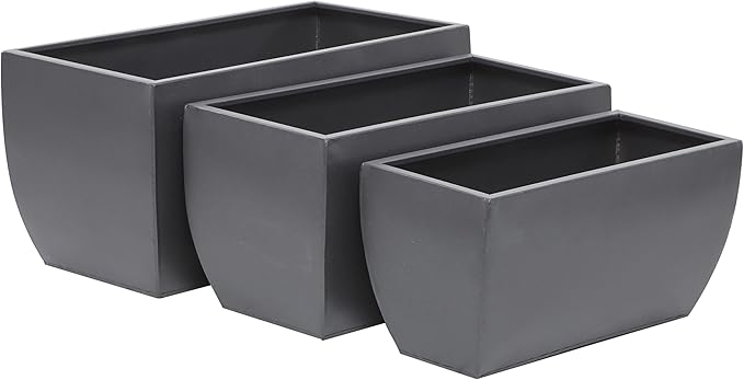 CosmoLiving by Cosmopolitan Metal Indoor Outdoor Planter, Set of 3 20", 18", 16"W, Gray