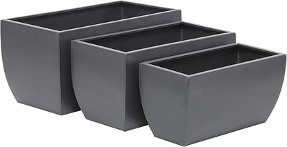 CosmoLiving by Cosmopolitan Metal Indoor Outdoor Planter, Set of 3 20", 18", 16"W, Gray