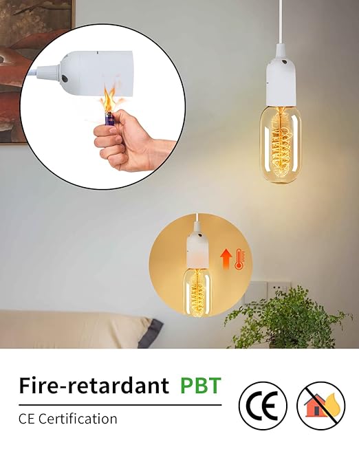 HESSION Pendant Light Cord, Hanging Light Cord, Plug in Light fixtures, 5.9ft DIY Latern Light Cord with an E26 Light Socket, Featuring an On/Off Switch(Bulb Not Included).