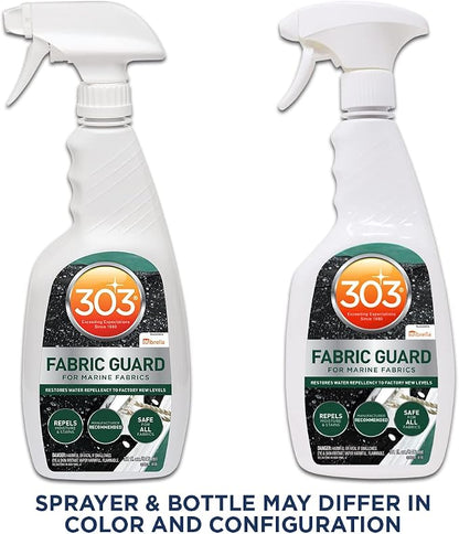 303 Marine Fabric Guard for Boat Covers & Canvas, 32 oz 6-Pack | Restores water and stain resistance on boat covers, canvas, and marine fabrics.