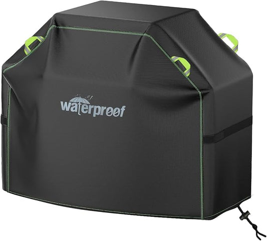 Grill Cover, 52 inch BBQ Grill Cover for Outdoor Grill, 420D Waterproof Fabric, UV & Fade Resistant, All-Weather Barbecue Gas Grill Cover with Handles, Straps & Adjustable Drawstring