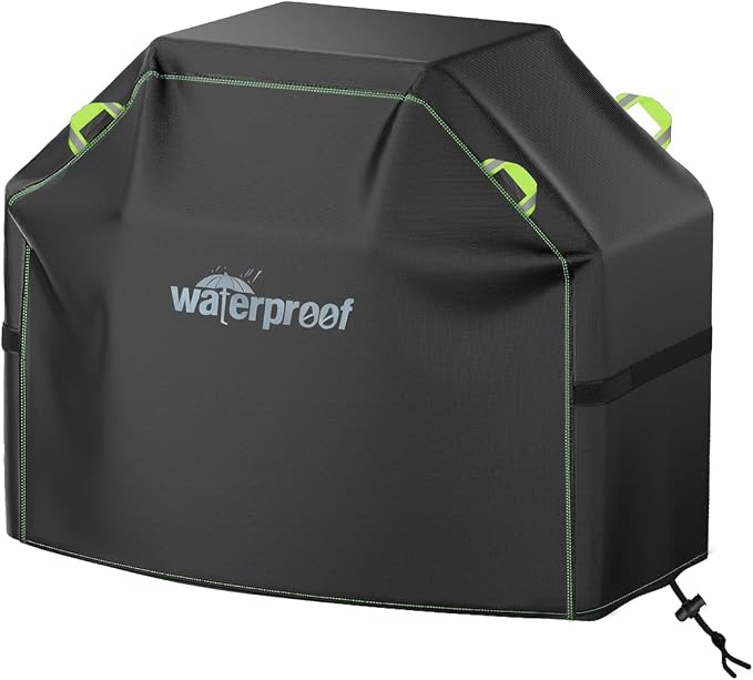 Grill Cover, 65 inch BBQ Grill Cover for Outdoor Grill, 420D Waterproof Fabric, UV & Fade Resistant, All-Weather Barbecue Gas Grill Cover with Handles, Straps & Adjustable Drawstring