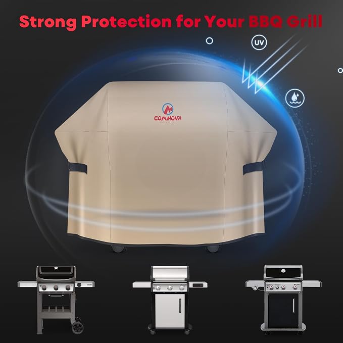 Comnova Grill Cover 55 Inch - 600D BBQ Covers for Outdoor Grill Waterproof and Heavy Duty, 55 Inch Barbecue Gas Grill Cover for Weber, Char-Broil, Nexgrill, Monument, Dyna-glo, Brinkmann and More