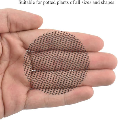 HAHIYO 100PCs 2Inch/5Cm Black Round Glassfibre Flower Pot Hole Mesh Pad Bottom Grid Mat Bonsai Drainage mesh Hole Screens Gasket Prevent Soil Loss Breathable Gasket Drainage Netting for Bonsai