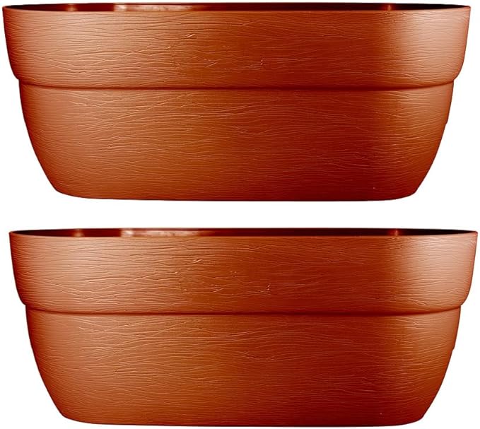 Emsco Group Bloomers Railing Planter with Drainage Holes - 24" Weatherproof Resin Planter - Terra Cotta