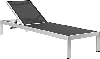 Modway Shore Outdoor Patio Aluminum Chaise Lounge Chair with Cushions, Silver Turquoise