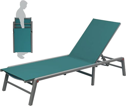 Kozyard Lounge Chair Outdoor Foldable Outdoor Lounge Chair (MintGreen Textilence W/O Table)