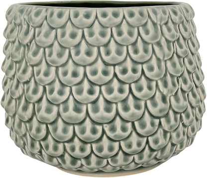 Bloomingville Stoneware Flower Pot Pinecone, Planter Cache Pot, Size M (5,25''), Green