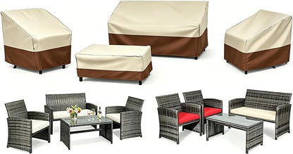 Gasadar Patio Furniture Cover , Outdoor Furniture Covers Waterproof for Patio Loveseat, Chair and Coffee Table, Beige & Brown