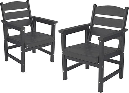 Patio Dining Chair Set of 2, Poly Lumber Outdoor Dining Chairs, Weather Resistant HIPS Outdoor Chairs for Pool, Deck, Backyard, Garden, Fire Pit Seating, Black