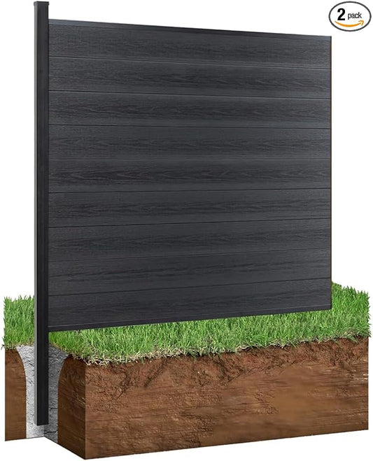 72" W x 72" H Outdoor Privacy Fence with Sturdy Alloy Post, Tall Wind Resistant Fence Covering Privacy for Yard Backyard Garden and Swimming Pool(Black,2 Post)