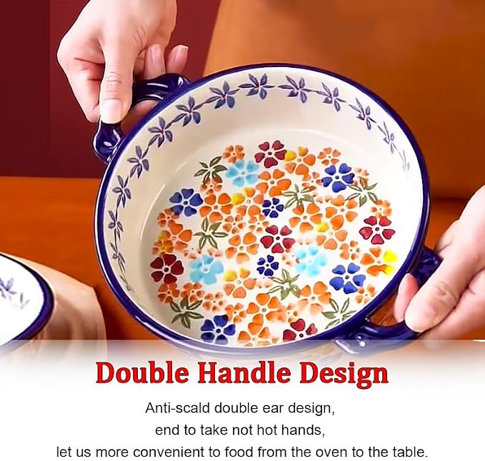 Baking Dishes For Oven, 1 Quart Round Casserole Dishes For Oven-colored flowers A-round 950ml