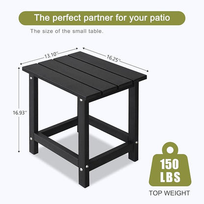 LZRS HDPE Adirondack Side Table - Small Outdoor Table for Patio, Deck, Garden & Poolside,Eco-Friendly,Sturdy and Easy Assemble, Black