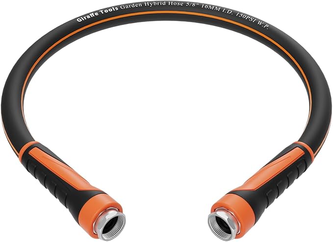 Giraffe Tools Garden Hose 5/8", Water Hose Heavy Duty, Flexible, Lightweight Hybrid Hose with Swivel Handle, 3ft Female to Female Fittings, Burst 600 PSI, Short Leader Hose