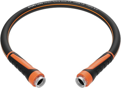 Giraffe Tools Garden Hose 5/8", Water Hose Heavy Duty, Flexible, Lightweight Hybrid Hose with Swivel Handle, 3ft Female to Female Fittings, Burst 600 PSI, Short Leader Hose