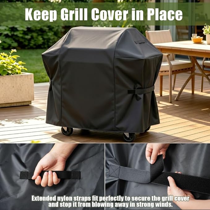 Grill Cover, 48-inch Heavy Duty Oxford Outside Waterproof Grill Covers, Dust-Proof Windproof UV Resistant BBQ Gas Cover Fit Most Brands Char Broil, Weber, Brinkmann, Holland