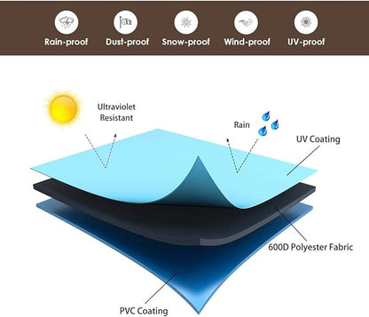 Vailge Heavy Duty Patio Sofa Cover, 100% Waterproof 3-Seater Outdoor Sofa Cover,Lawn Patio Furniture Covers with Air Vent and Handle,60" Wx 35" Dx 35" H,Grey