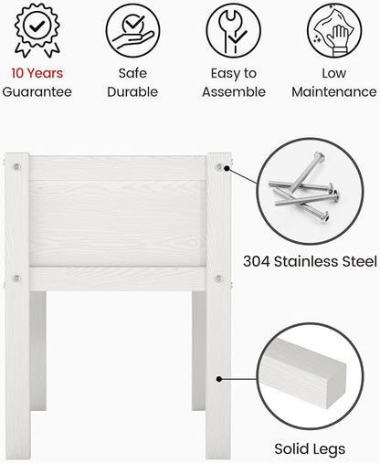 Small HDPE Raised Garden Bed, Elevated Planter Box with Legs, Outdoor All-Weather Planter Raised Beds for Seeds, Herb, Flower, Vegetable (White)
