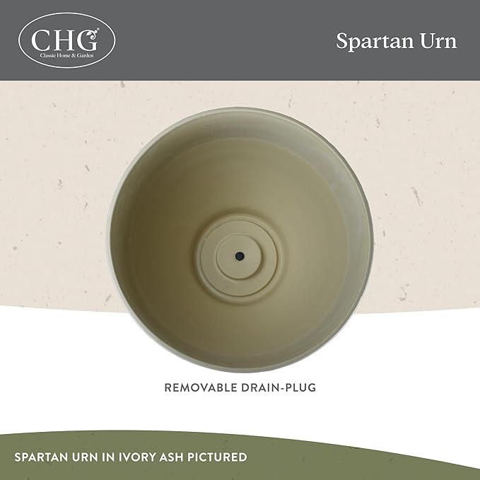 Classic Home and Garden Spartan Urn Planter - Timeless Plant Urn for Floral Displays - Durable Indoor & Outdoor Plastic Garden Planters (14”, Oil Rubbed Bronze)