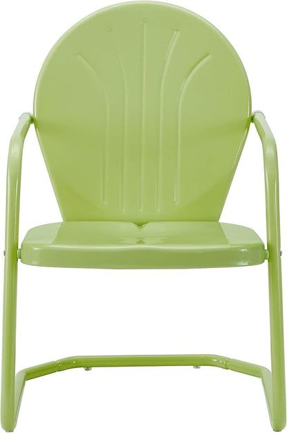 Crosley Furniture Griffith 3-Piece Outdoor Chair and Side Table Set, Retro Metal Bistro Patio Sets for Porch, Key Lime