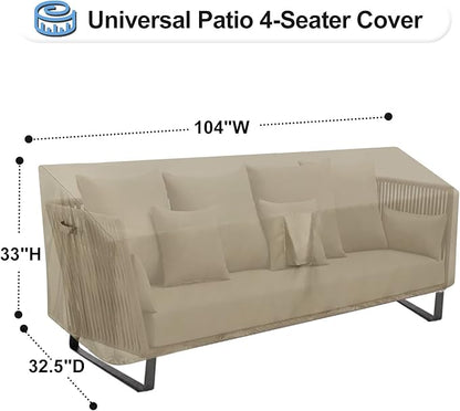 OutdoorLines Outdoor Waterproof Patio 4-Seater Couch Cover - UV Resistant Patio Sofa Furniture Covers Weatherproof Heavy Duty Glider Covers for Outdoor Furniture, 104Wx32.5Dx33H Inches, Camel