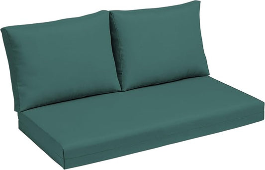 Arden Outdoor Loveseat Cushion Set, 48 x 24, Water Repellent, Fade Resistant, Cushion Set for Couch, Bench, and Swing, Peacock Blue Green Texture