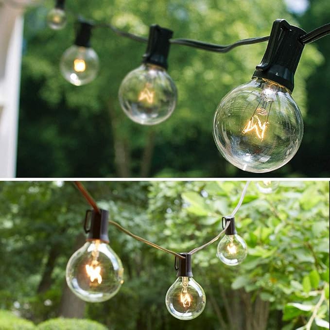 Outdoor String Lights 100ft Patio Lights with 110 G40 Bulbs (10 Spare) Globe String Lights for Party Tents Patio Gazebo Porch Deck Bistro Backyard Balcony Pergola Decor, Black Wire…