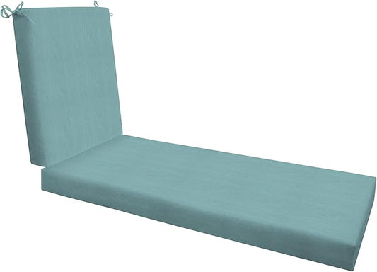 Honeycomb Outdoor Heritage Chaise, 22.5" W x 70" L, Textured Solid Coastal Blue Chair Cushion for Patio Furniture