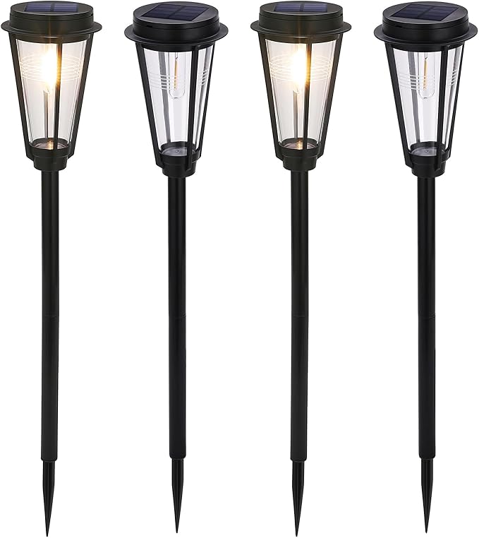 Solar Pathway Lights for Outdoor Garden - 4 Pack Waterproof Lighting to Brighten Your Path, Patio, Yard, and Walkway