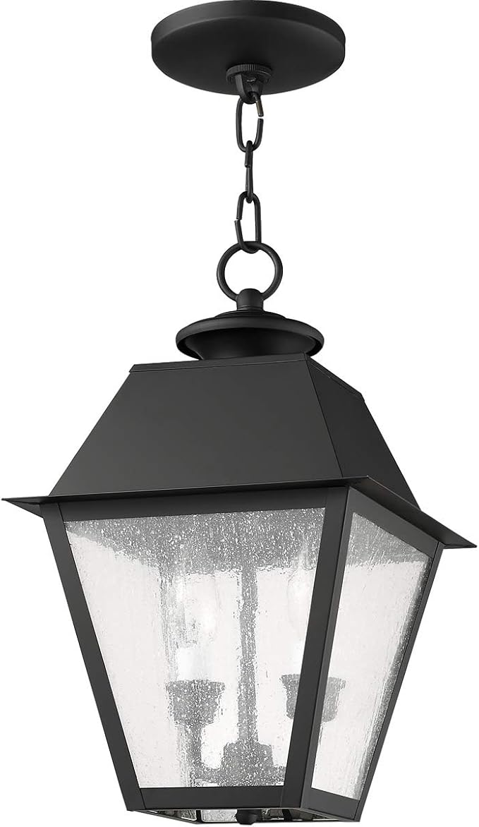 Livex Lighting 2167-04 Mansfield 2-Light Outdoor Hanging Lantern, Black