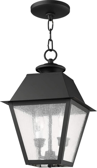 Livex Lighting 2167-04 Mansfield 2-Light Outdoor Hanging Lantern, Black