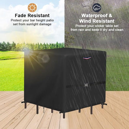 Outdoor Furniture Set Cover, Waterproof Patio Table Covers for 4 x 4 ft Outside Dining Table and Chairs Seating, Square Outdoor Cover - 54"L x 54"W x 28"H