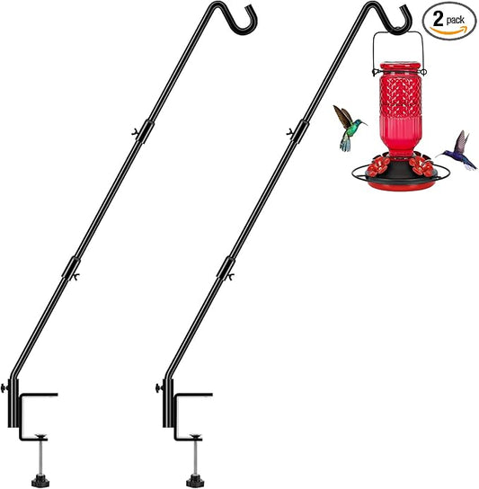 FEED GARDEN [Upgrade Version 2 Pack Bird Feeder Hanger Adjustable 43 Inch Deck Hooks for Railing 360 Degree Swivel Heavy Duty Hanging Hooks for Bird Feeders Wind Chimes