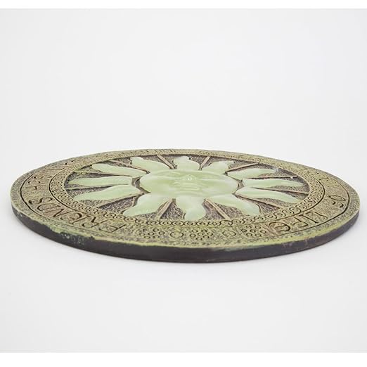 Bits and Pieces - Sun Garden Stone - Glowing Sun in The Dark; Garden Décor - 25cm Diameter, Polyresin, Yellow