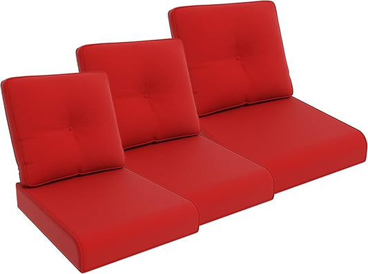Outdoor Chair Cushions Set for Patio Furniture, 22x25/22x24 Inch, Waterproof & Fade Resistant Patio Chair Cushions, Thick Patio Furniture Cushion for Chair, Sofa, and Couch (Red, 3 Set)