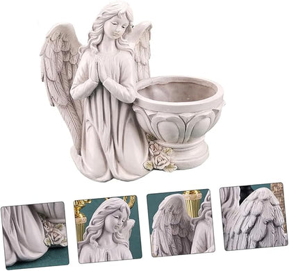 Unomor 1Pc Resin Angel Flowerpot Home Decor Chic Succulent Planter Figurine and Stable Decorative Supply for Indoor and Outdoor Unique Angel Design for Planting and Garden