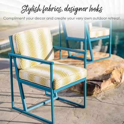 RSH DECOR: Deep Seating Chair Cushion with Pillow Back | 23” x 24” Seat | All-Weather Spun Fabric | Outdoor Cushion Set for Patio Furniture | Artistic Floral - Made in USA