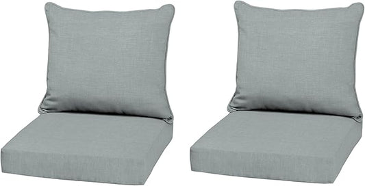 Arden Outdoor Deep Seat Cushion Set (2-Pack), 22 in x 24 in, Weather-Proof, Rain-Proof, Fade Resistant Patio Cushion for Chair, Sofa, and Couch Stone Grey Leala
