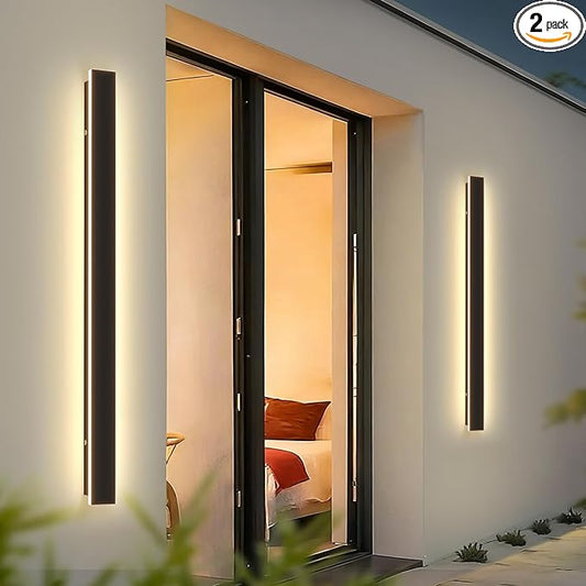 Modern Linear Outdoor Wall Light – 39.4" LED Dimmable IP65 Waterproof with Remote 3000K-6000K Long Wall Lights Fixture Porch Lights Exterior Lighting Fixture for Entrance, Hallway, Patio