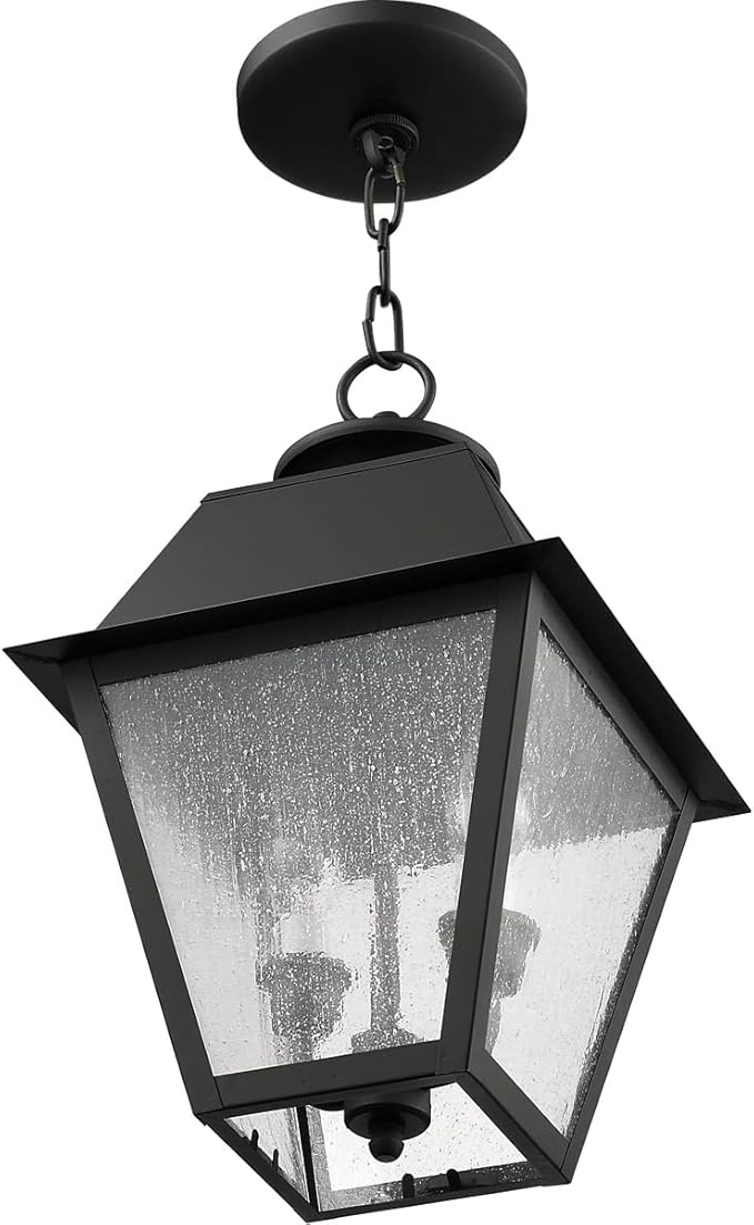 Livex Lighting 2167-04 Mansfield 2-Light Outdoor Hanging Lantern, Black