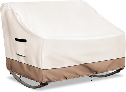 Outdoor Rocking Chair Cover, Heavy Duty Waterproof Oversized Double Rocking Papasan Chair Cover with Split Zipper, Easy to use, Beige