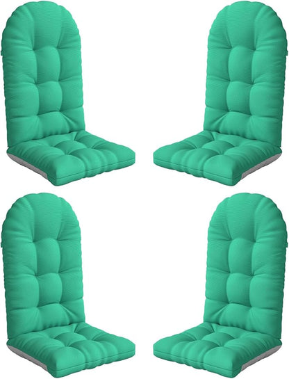 Adirondack Chair Cushion Set of 4, Thickened Patio Chair Cushions with Ties, Waterproof and UV-Protected Rocking Chair Cushion for Indoor and Outdoor, Green.