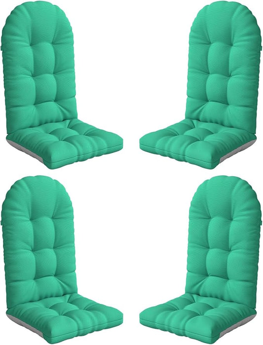 Adirondack Chair Cushion Set of 4, Thickened Patio Chair Cushions with Ties, Waterproof and UV-Protected Rocking Chair Cushion for Indoor and Outdoor, Green.