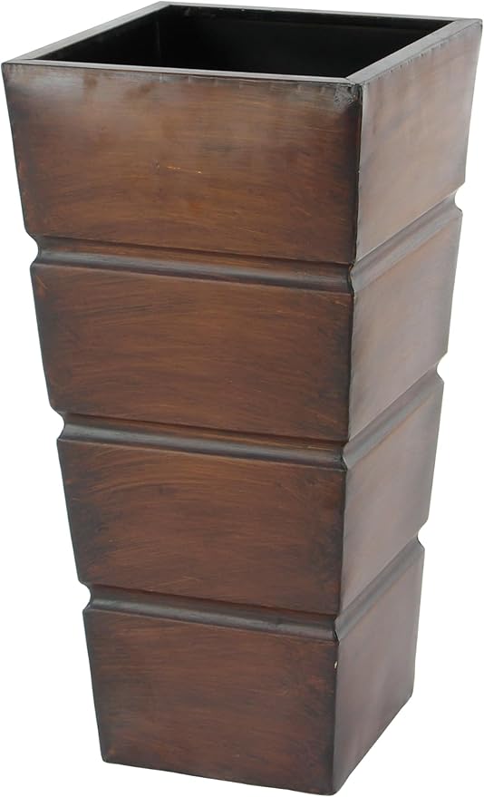 Deco 79 Metal Indoor Outdoor Planter Light Weight Large Planter Pot with Tapered Base and Fluted Design, Set of 3 Planters 31", 25", 20"H, Brown