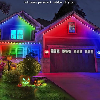Permanent Christmas Outdoor Lights for House, 100ft RGB+IC and Tunable White Warm to Cool Color Changing Exterior Lighting, IP67 72 LED Eave Lights for Holiday, Christmas, Daily Lighting
